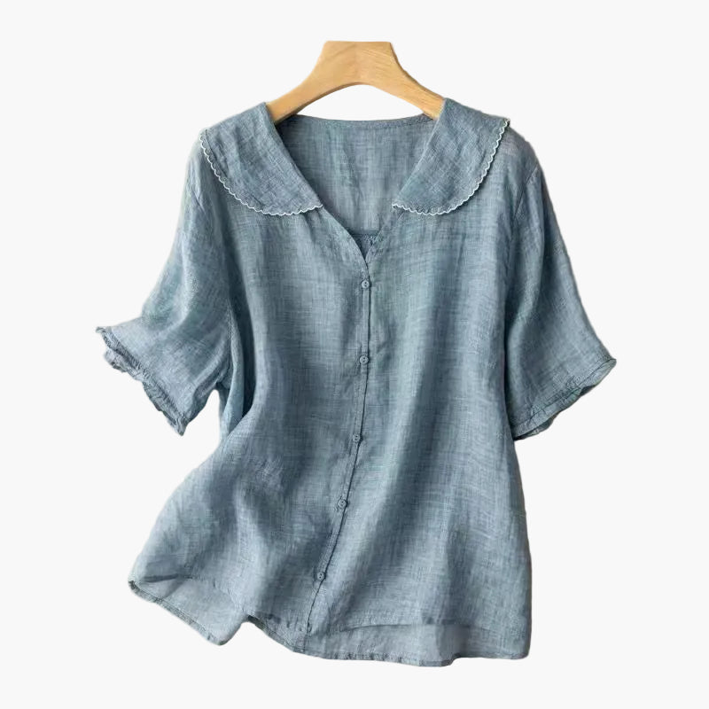 Elegant women's blouse with scalloped collar vintage style for daily use
