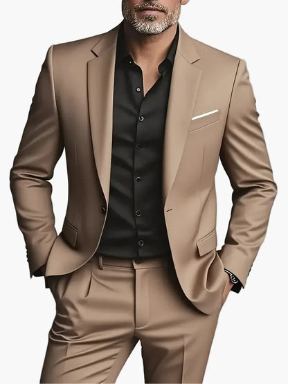 Traje de dos piezas para hombre elegante corte moderno para negocios y veladas