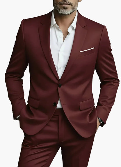 Traje de dos piezas para hombre elegante corte moderno para negocios y veladas