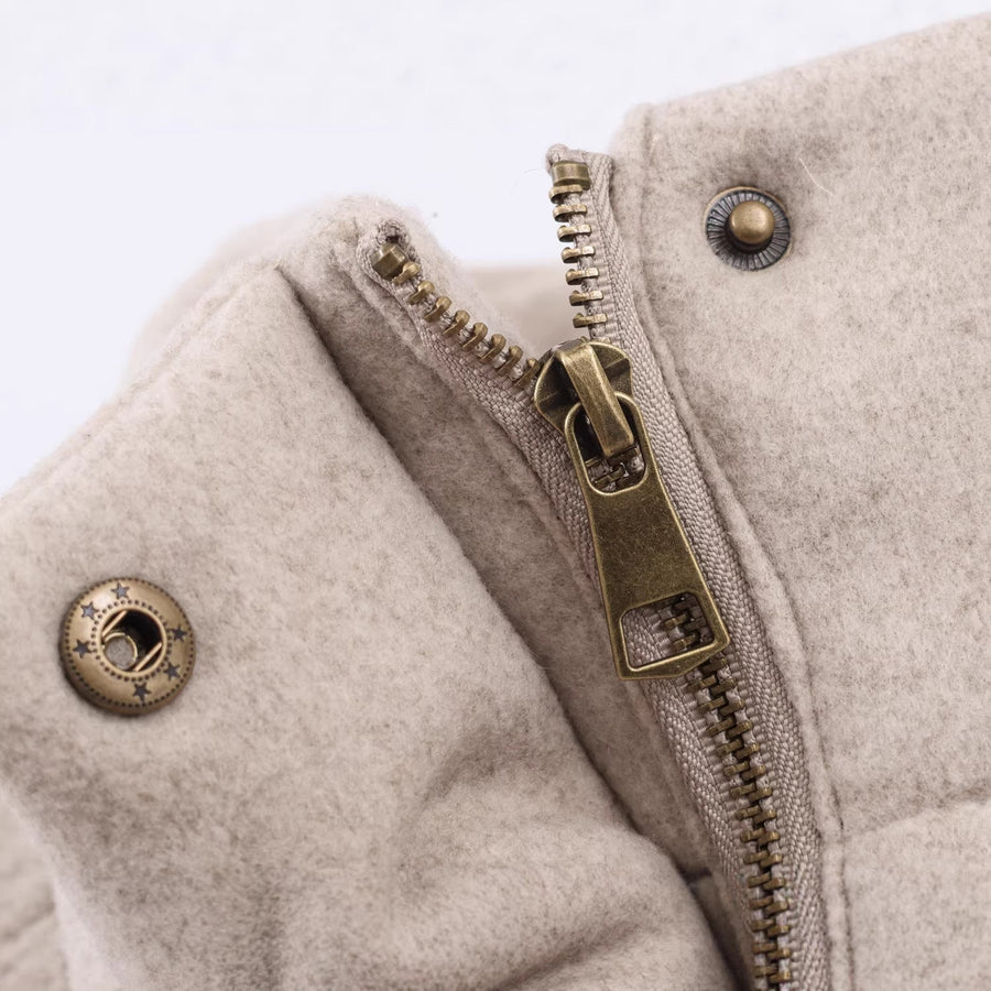 Kort jack in bomberstijl met opstaande kraag voor dames, lichtbeige