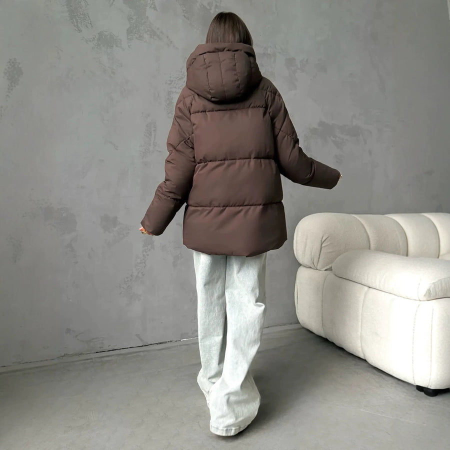 Doudoune Courte Matelassée à Capuche pour Femme