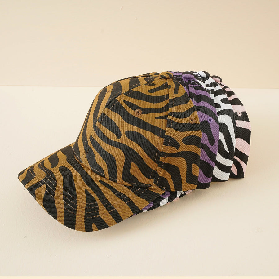 Verstelbaar petje met zebrapatroon voor een casual en moderne stijl