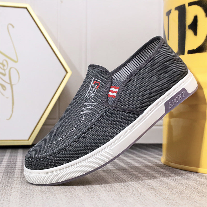 Casual canvasloafers voor heren met structuur en witte zool
