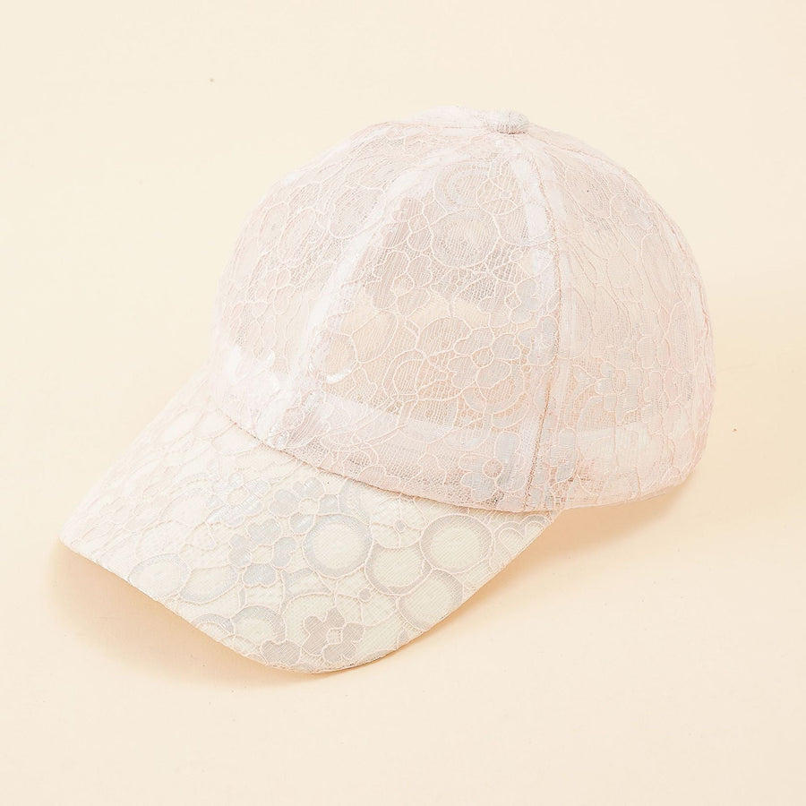 Baseballpet van kant met bloemenmotief