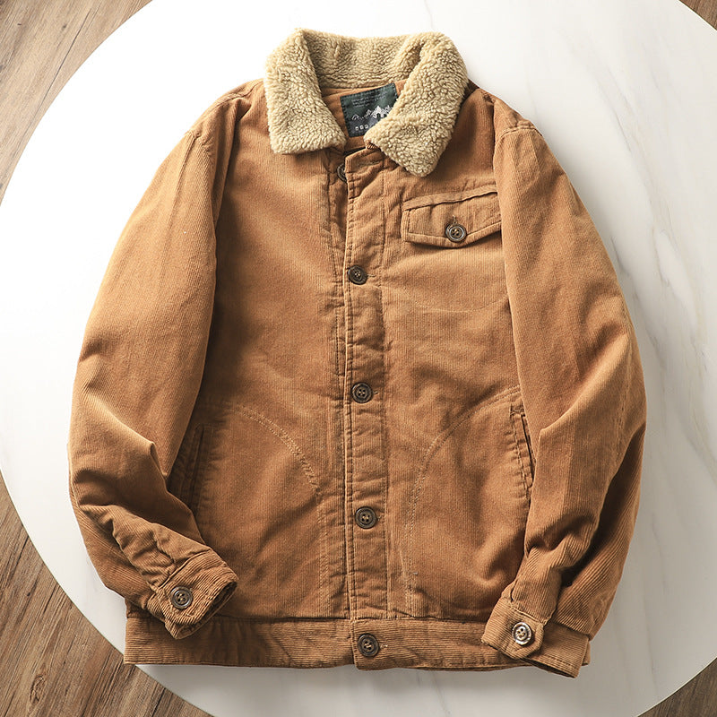 Men's Brown Corduroy Jacket with Sherpa Lining