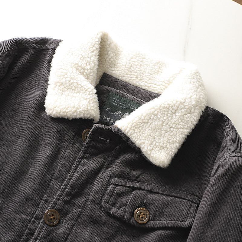 Men's Brown Corduroy Jacket with Sherpa Lining