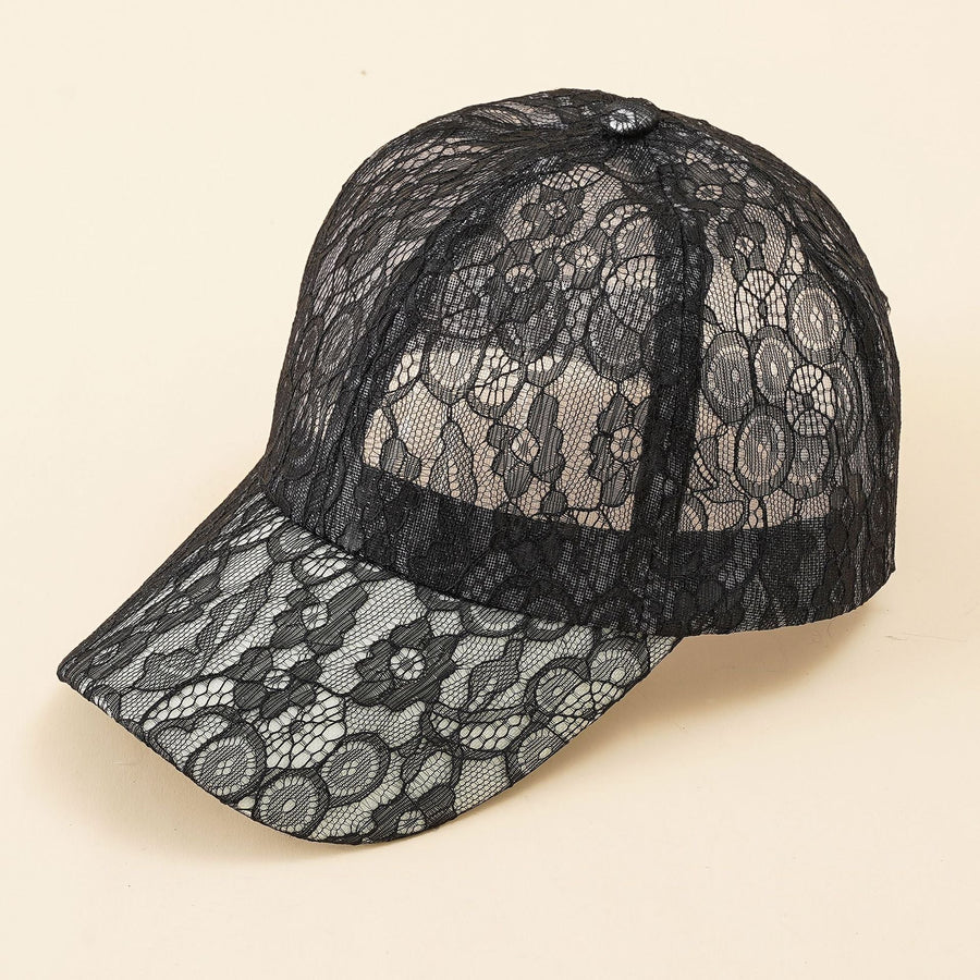Baseballpet van kant met bloemenmotief