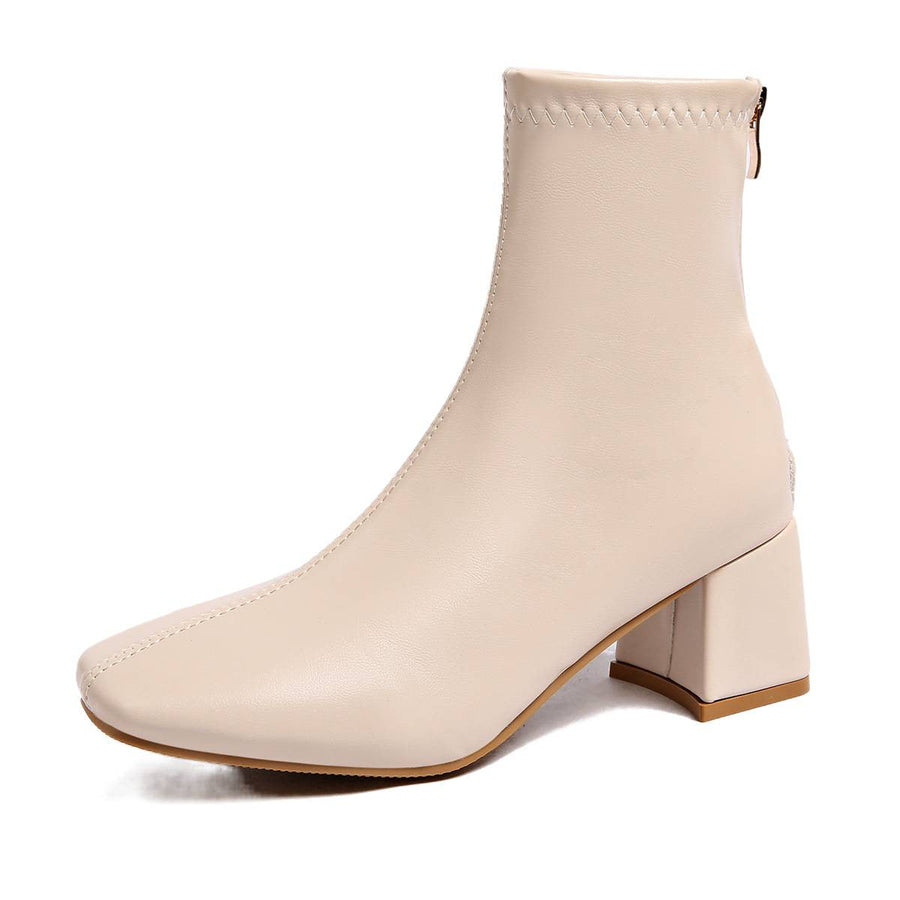 Bottines Femme à Talon Carré et Bout Carré Élégantes