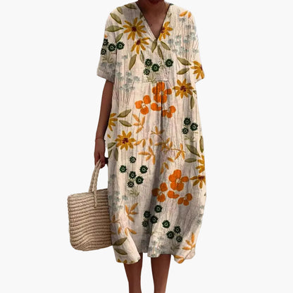 Losvallende zomerse jurk met bloemenpatroon voor dames, casual en elegant stijl