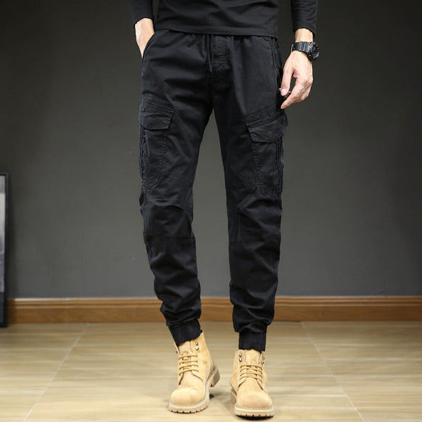 Pantaloni cargo da uomo in stile jogger con tasche laterali e vita elasticizzata