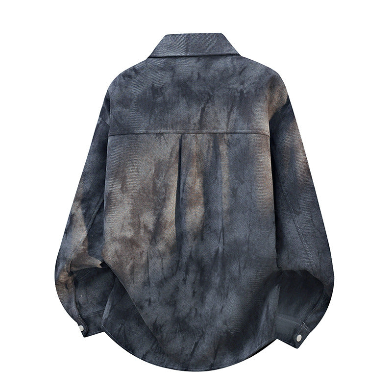 Unisex-Überhemd mit verwaschenem Muster und aufgesetzten Taschen