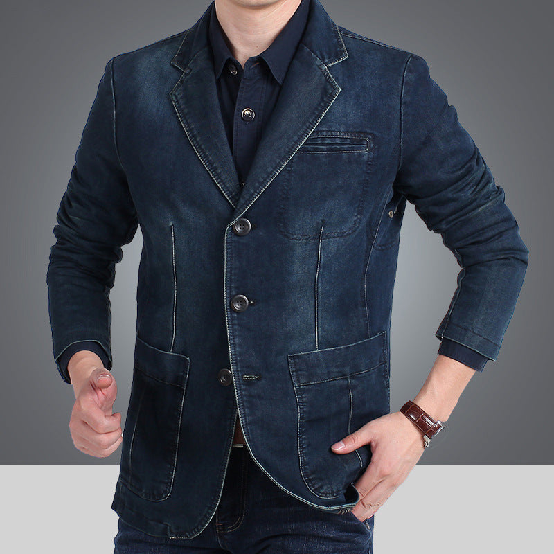 Men's Casual Straight-Fit Denim Blazer