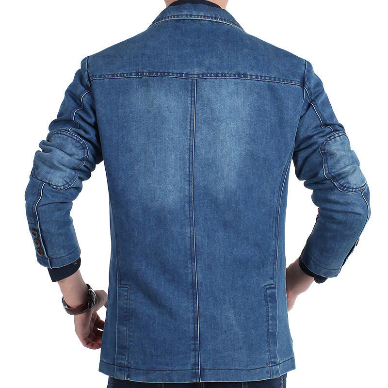 Men's Casual Straight-Fit Denim Blazer