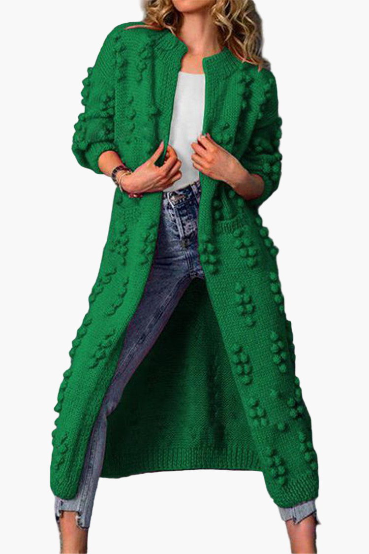 Manteau Long Femme Style Décontracté Tricoté à Motifs Reliefs pour Automne et Hiver