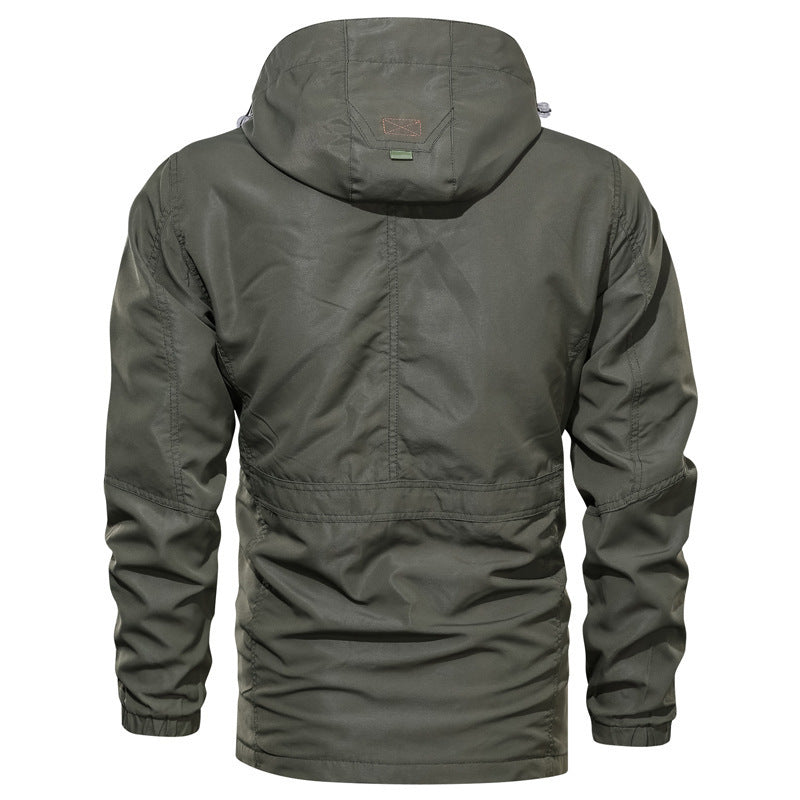 Militärische Arbeitsjacke für Herren mit Kapuze und mehreren Taschen