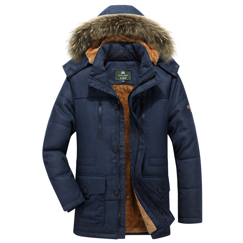 Parka Homme Hiver Rembourrée Chaude à Capuche Bordure Fourrure Fausse