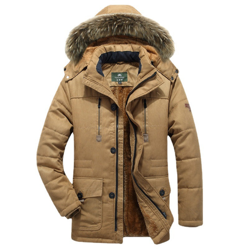 Parka Homme Hiver Rembourrée Chaude à Capuche Bordure Fourrure Fausse