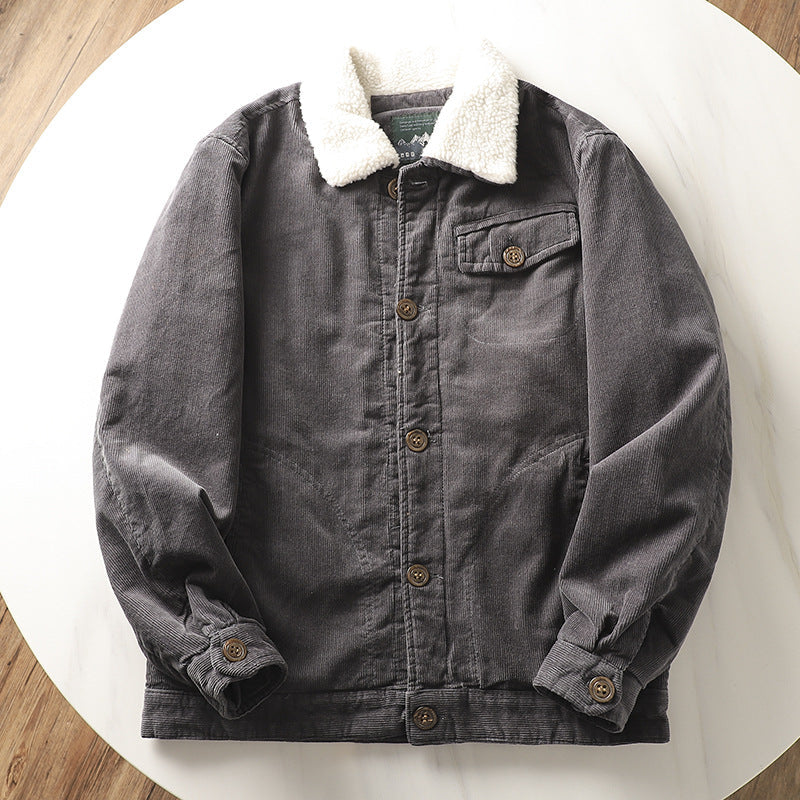 Men's Brown Corduroy Jacket with Sherpa Lining