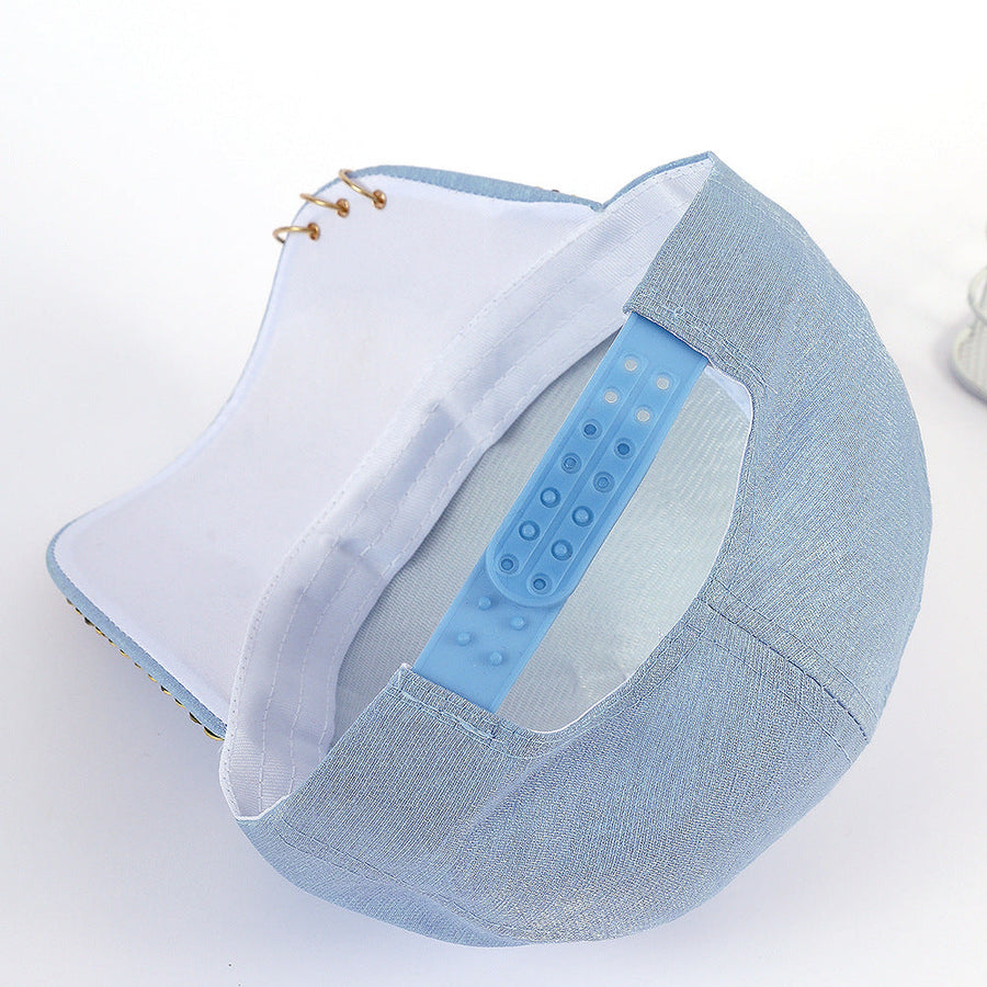Casquette de baseball décorée papillon à sequins et strass bleu clair