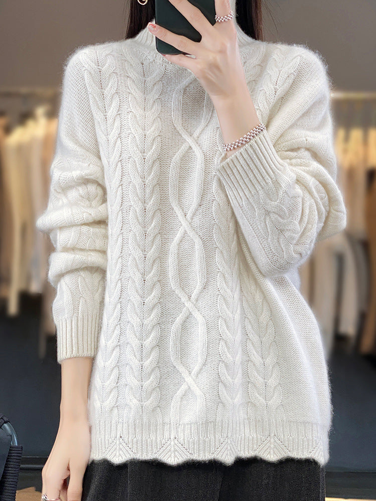 Damestrui met gevlochten opstaande kraag in effen kleur