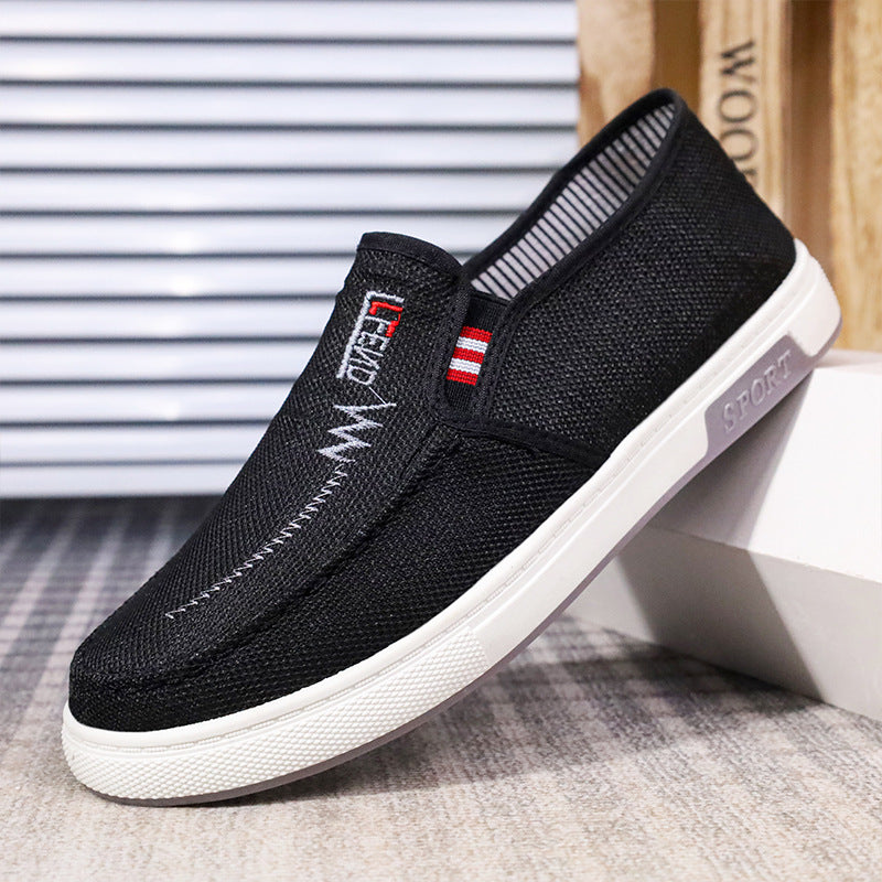 Casual canvasloafers voor heren met structuur en witte zool