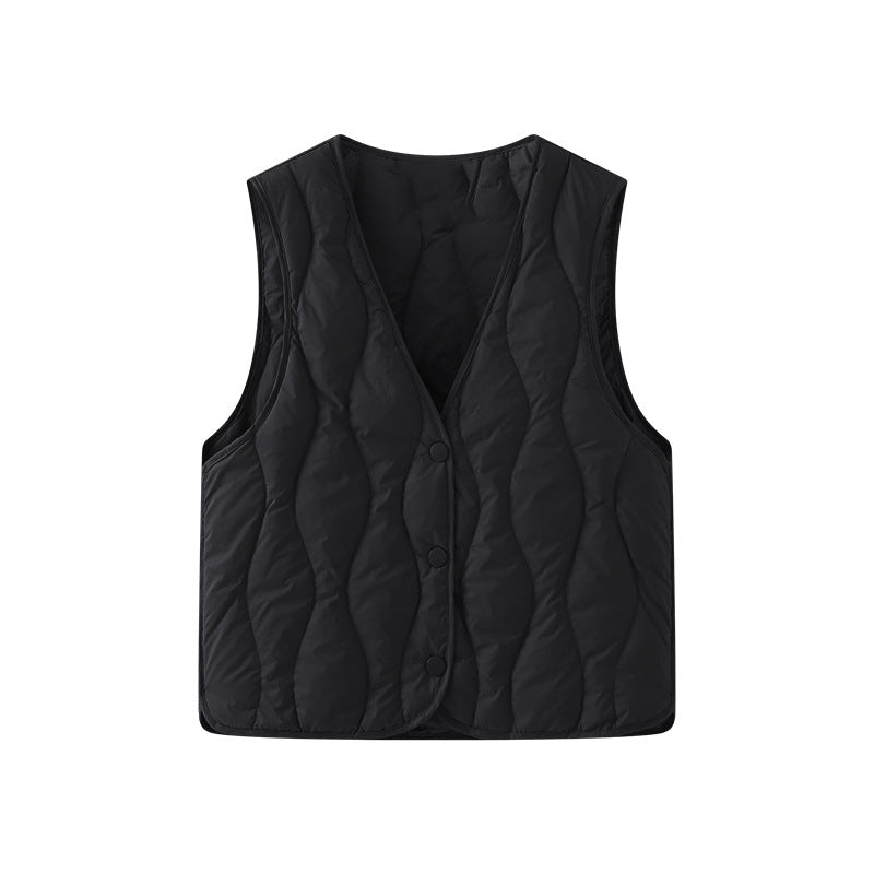 Chaleco acolchado ligero con cuello de pico y botones