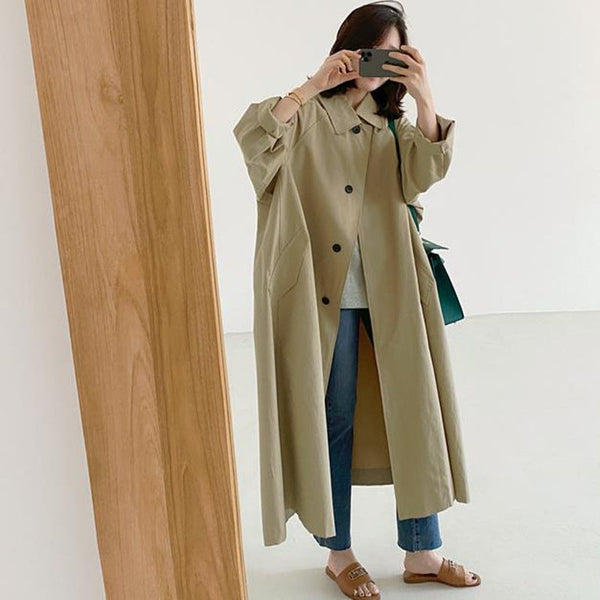 Cappotto lungo fluido da donna in stile trench casual