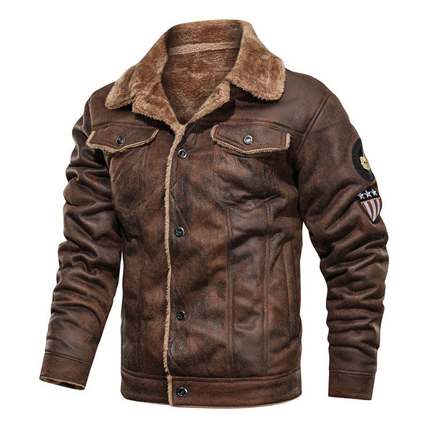 Men's Aviator Jacket with Aged Shearling-Style Faux-Fur Lining