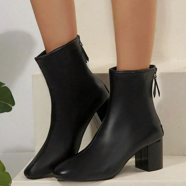 Damen-Stiefeletten mit Blockabsatz und hinterem Reißverschluss