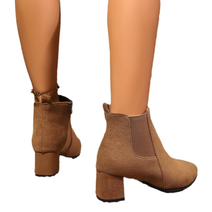 Bottines Chelsea à Talon Carré et Bout Pointu pour Femme