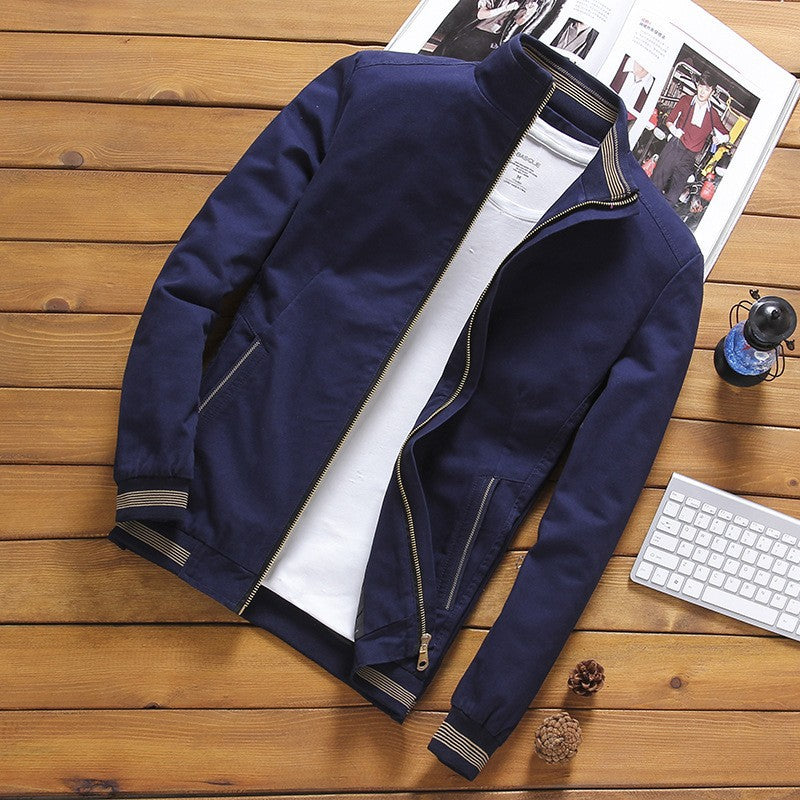 Bomberjacke für Herren mit Stehkragen und Reißverschluss, lässiger Stil
