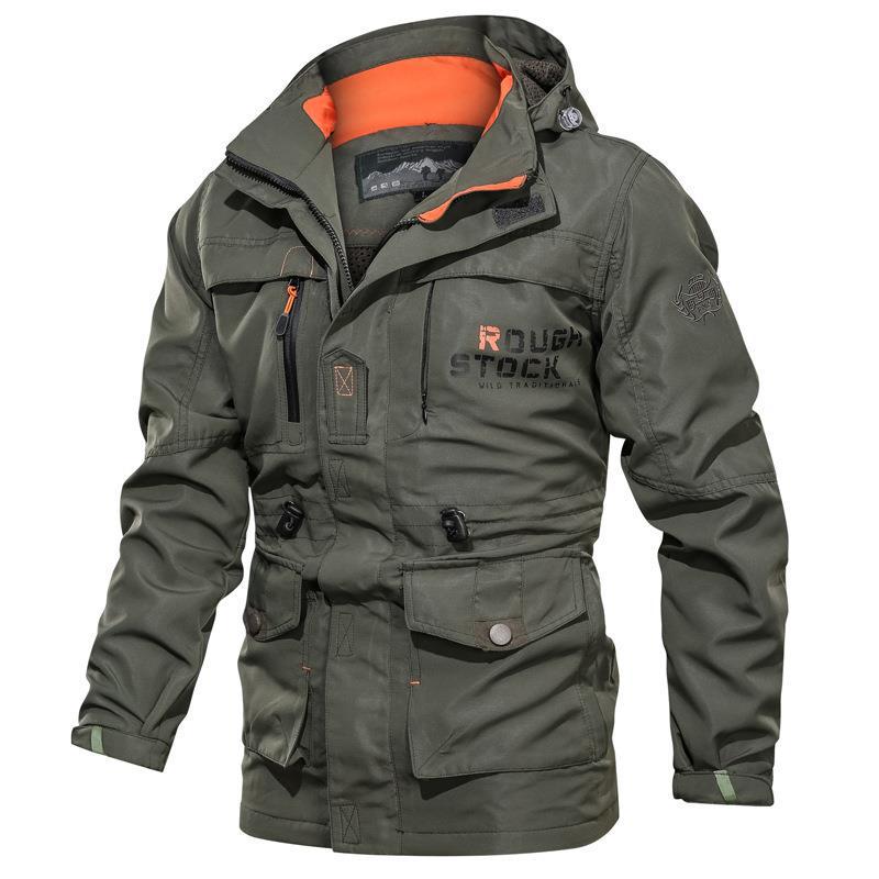Militärische Arbeitsjacke für Herren mit Kapuze und mehreren Taschen