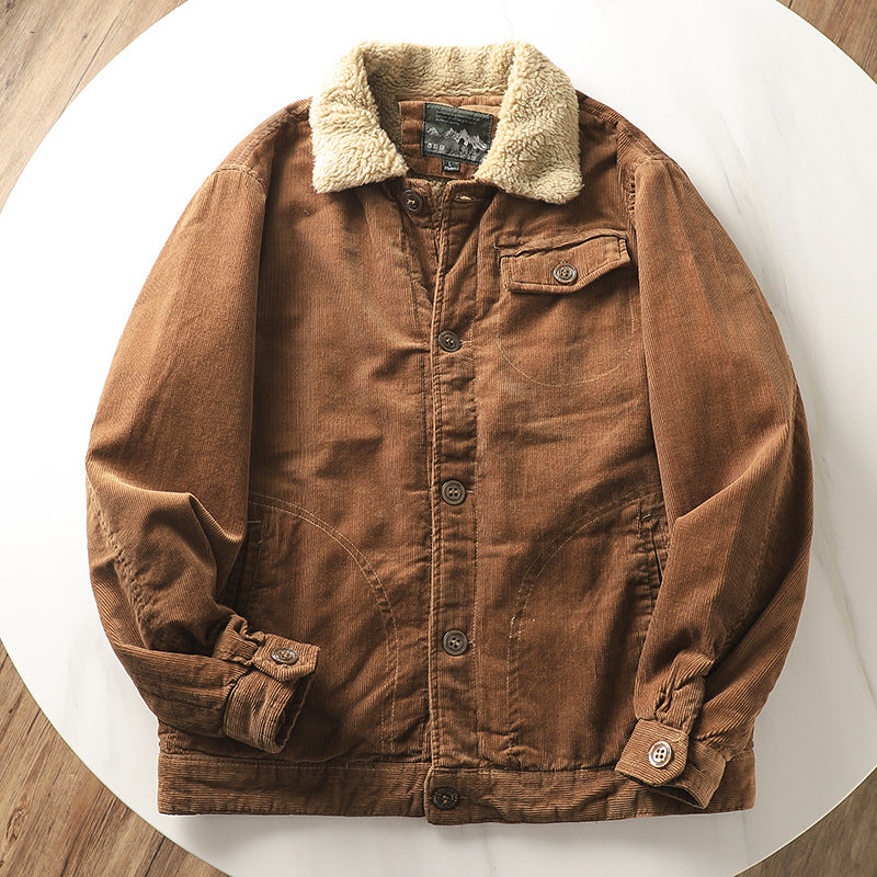 Men's Brown Corduroy Jacket with Sherpa Lining