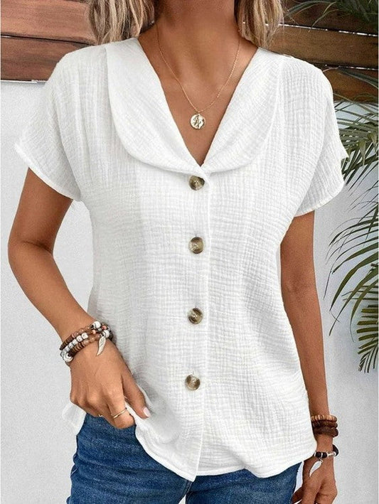 Knappet Bluse med Krave