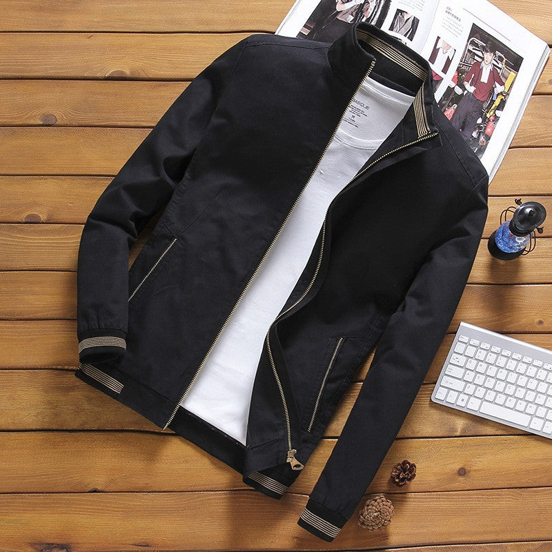 Bomberjacke für Herren mit Stehkragen und Reißverschluss, lässiger Stil
