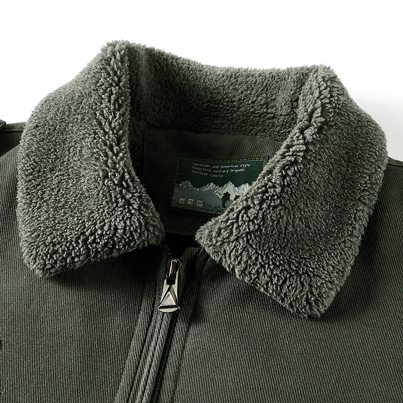 Blouson Homme Style Militaire avec Col Doux et Doublure Chaude