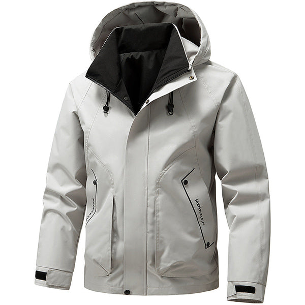 Men's hooded solid-color windbreaker