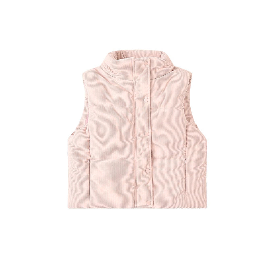 Prążkowana damska kamizelka puchowa bez rękawów ze stójką