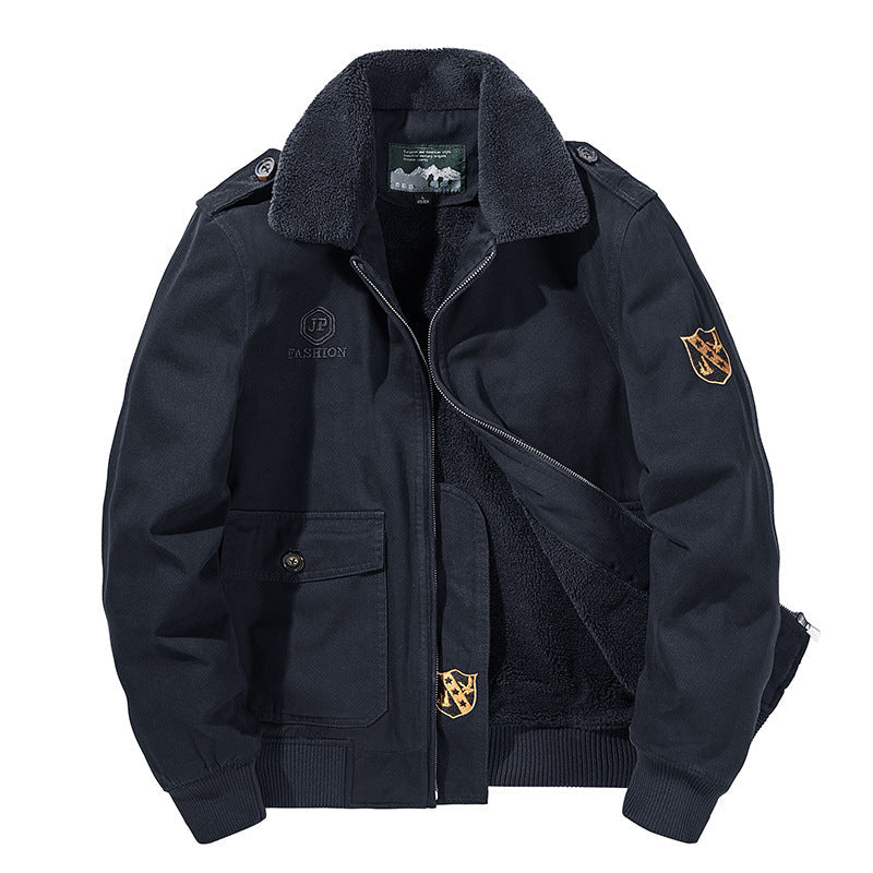 Blouson Homme Style Militaire avec Col Doux et Doublure Chaude