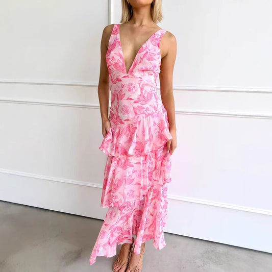 Robe longue femme style asymétrique élégante pour occasions spéciales et été