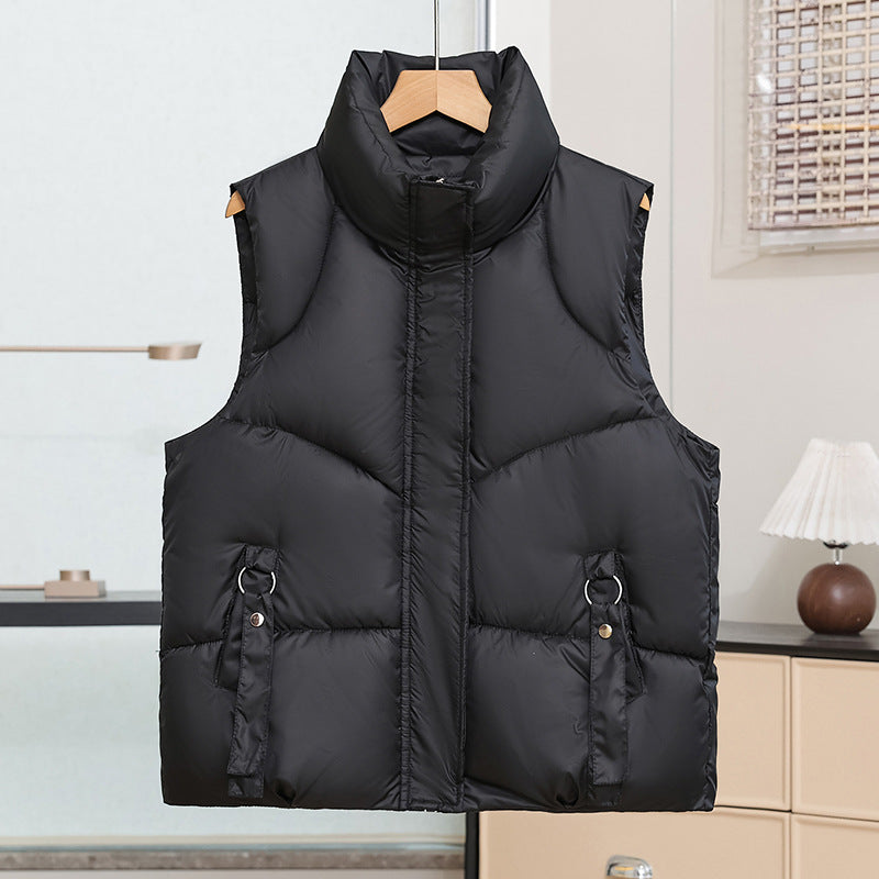 Women's Short Quilted Puffer Vest with Stand Collar