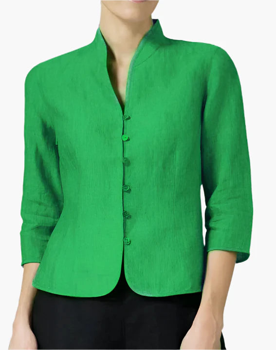 Chaqueta femenina elegante estilo mandarín versátil para oficina y ocasiones formales