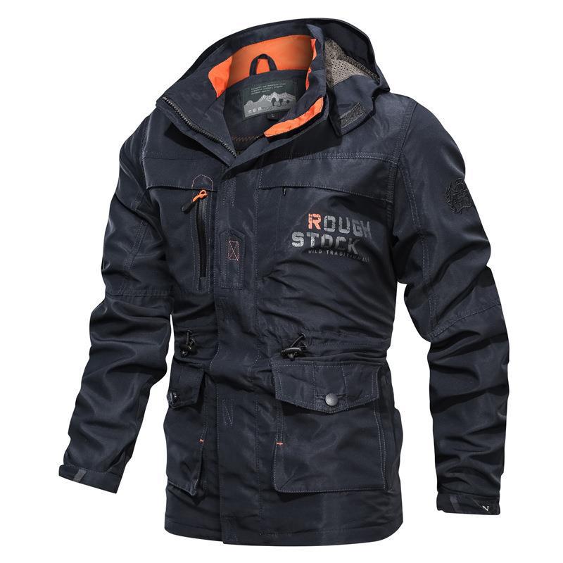 Militärische Arbeitsjacke für Herren mit Kapuze und mehreren Taschen