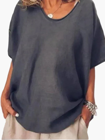 Blouse fluide décontractée femme manches courtes style chic quotidien