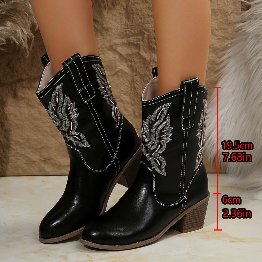 Botas western de mujer con bordado ornamental