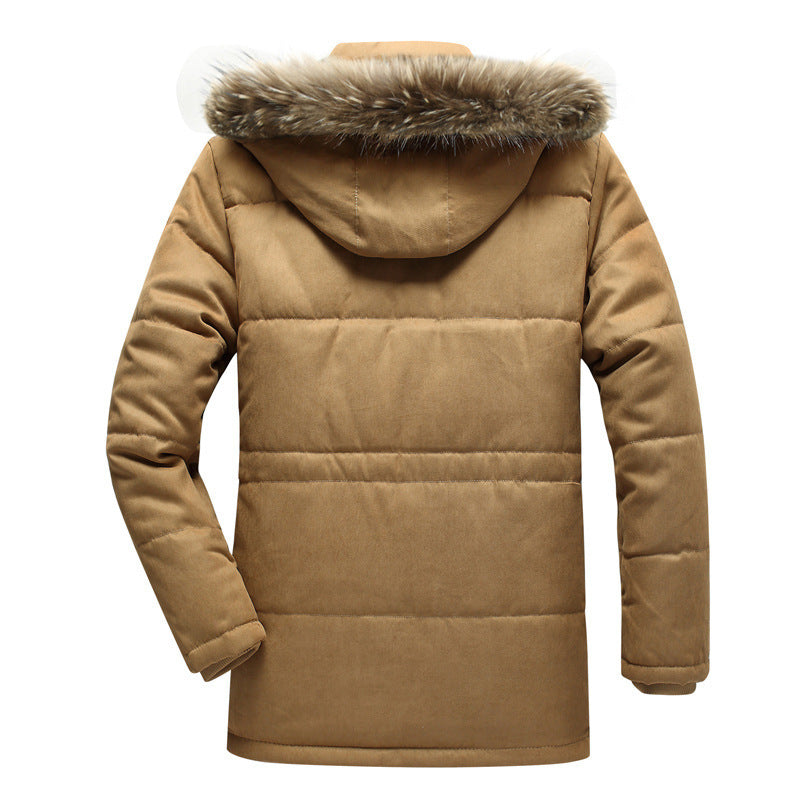 Parka Homme Hiver Rembourrée Chaude à Capuche Bordure Fourrure Fausse