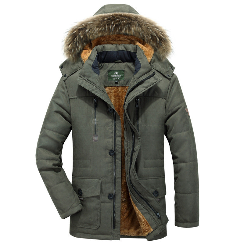Parka Homme Hiver Rembourrée Chaude à Capuche Bordure Fourrure Fausse