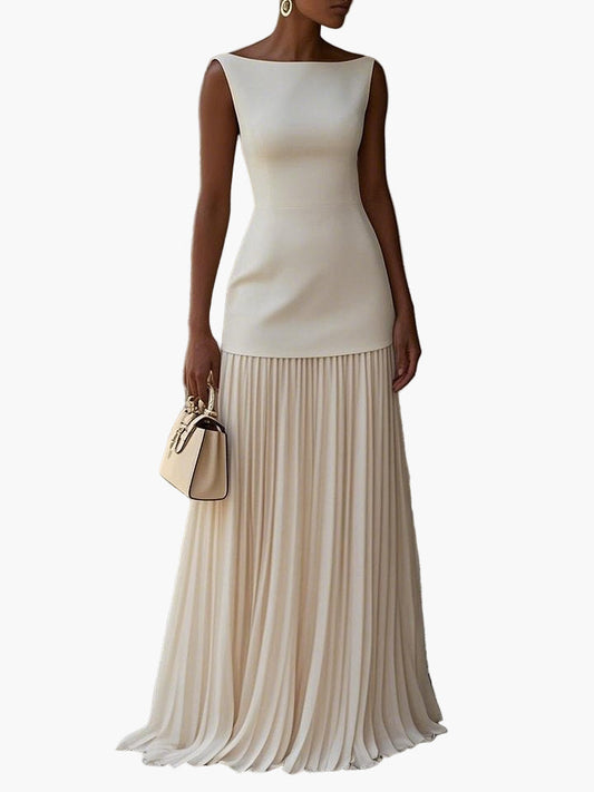 Robe de soirée élégante pour femme – style long plissé, silhouette raffinée, événement et cérémonie
