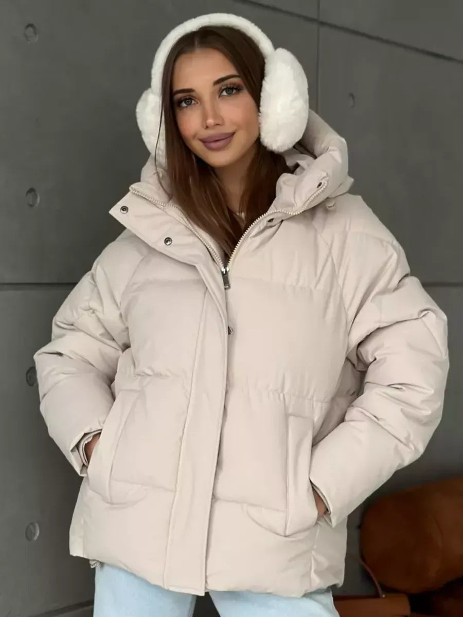 Doudoune Courte Matelassée à Capuche pour Femme