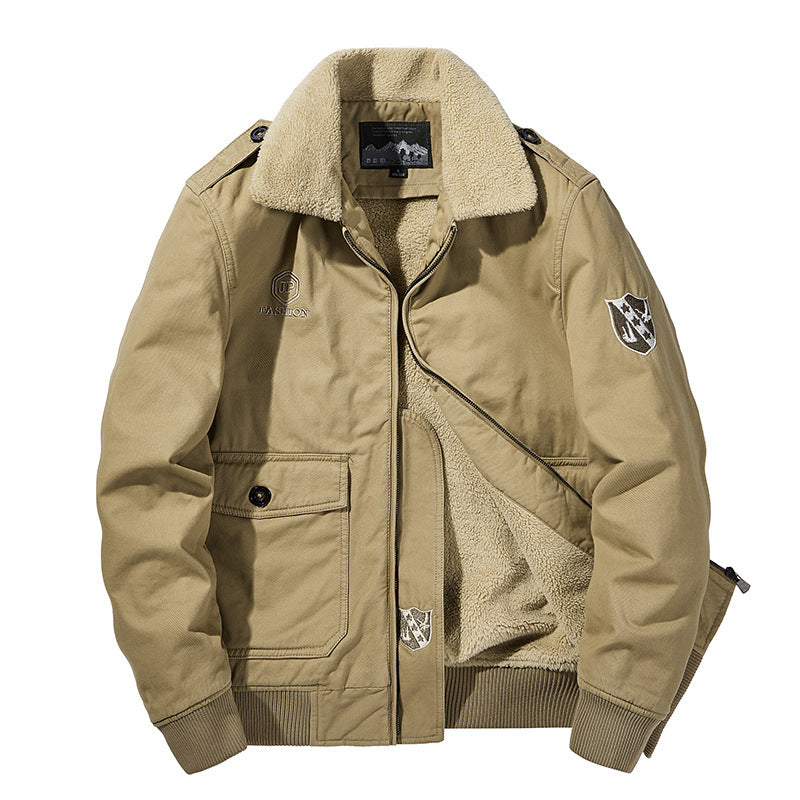 Blouson Homme Style Militaire avec Col Doux et Doublure Chaude